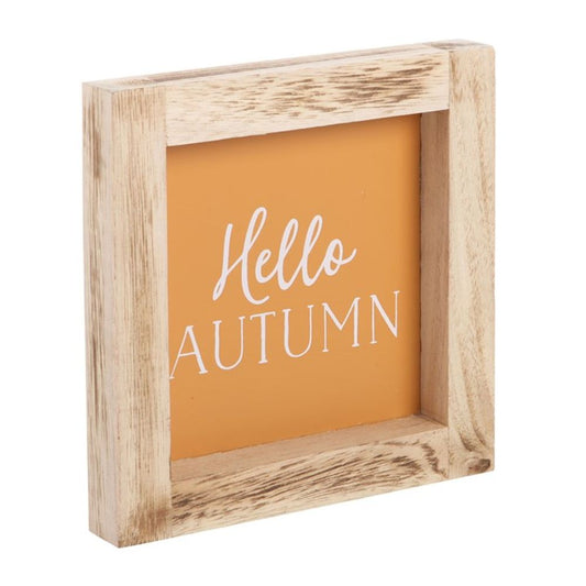 Orange Hello Autumn Wooden Frame Sign