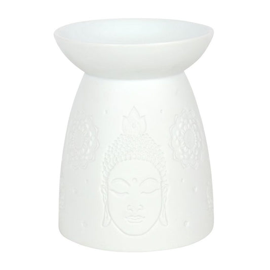 White Ceramic Buddha Face Oil Burner