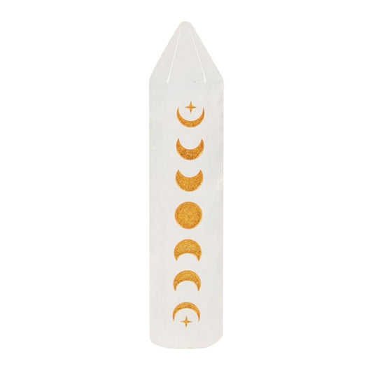 5cm Clear Quartz Moon Phase Crystal Point